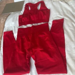 Source Unknown Red Seamless Workout Set - Sports Bra & Leggings